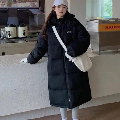 Cotton Jacket Female Long Over The Knee In Fall and Winter Loose Thickened Warm Comfortable Jacket Hooded Casual Versatile Coat
