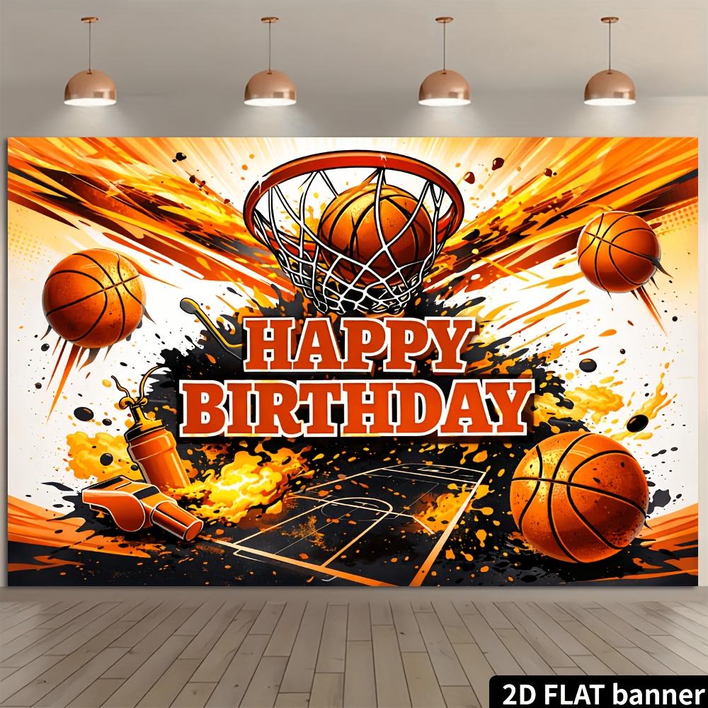 2D Plane Basketball Theme Birthday Party Background Cloth, Durable Polyester MaterialXY