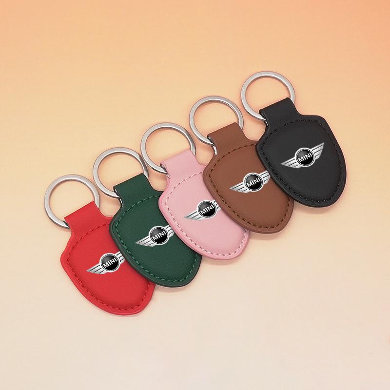 Leather Shield Car Keychain Keyring Metal Rings For BMW Mini Works Cooper F54 F55 F56 F57 F60 R50 R52 R53 R55 R56 R57 R58 R59