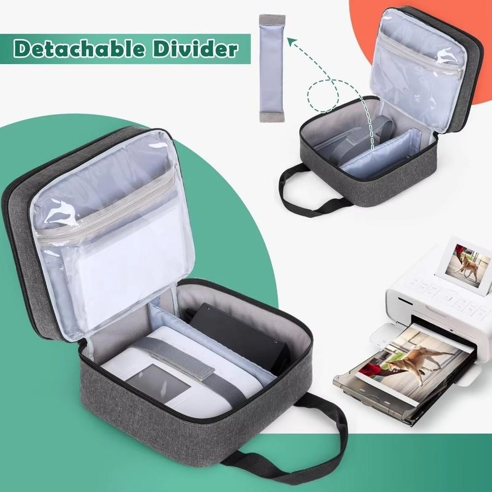 Portable Photo Printer Bag Polyester Elastic Band Handles Photo Printer Carrying Bag with Pockets Large Capacity Storage Bag