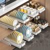 Kitchen Pull-out Dish Rack with Drawer Bowls Dishes Drainer Storage Drying Rack Tableware Holder Under Sink Cabinet Organizer