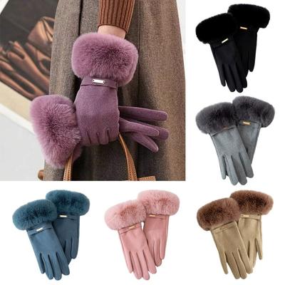 Guantes gruesos para conducir de terciopelo, guantes de esquí, elegantes guantes con pantalla táctil, para mujer