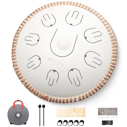 MOOZICA Slit Drum, Tongue Drum, 14-inch, 17-Note, C Major, C Minor, Handpan, Steel Tongue Drum, Octave Overtone Design, Perfect for Meditation, Yoga,
