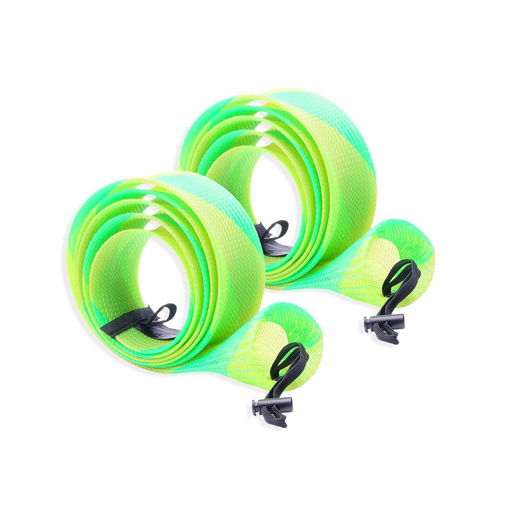 2Pcs Braided Mesh Rod Protector with Lanyard 32mm Spinning Rod Sleeve Cover Scalable for Casting Sea Fishing Spinning Rod