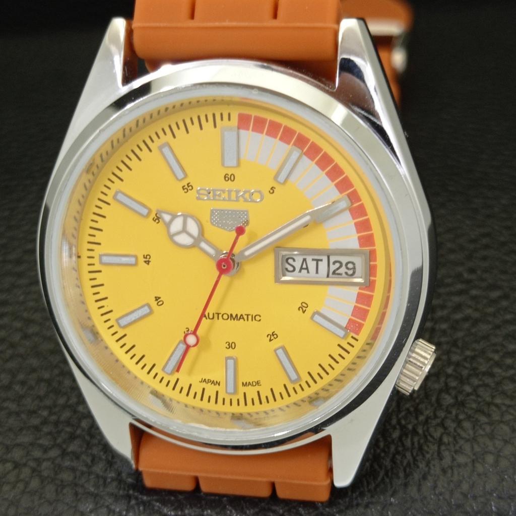REFURBISHED VINTAGE SEIKO 5 AUTOMATIC 6309A JAPAN MENS YELLOW WATCH a441133-d