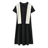Large Size Women's College Style Shawl Polo Collar Dress 2026 Summer Waist and Thin Dress 214366