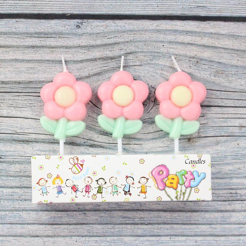 Ins Wind Flowers Birthday Candles Spring Retro Color Cartoon Tulip Children Party Baking Candles