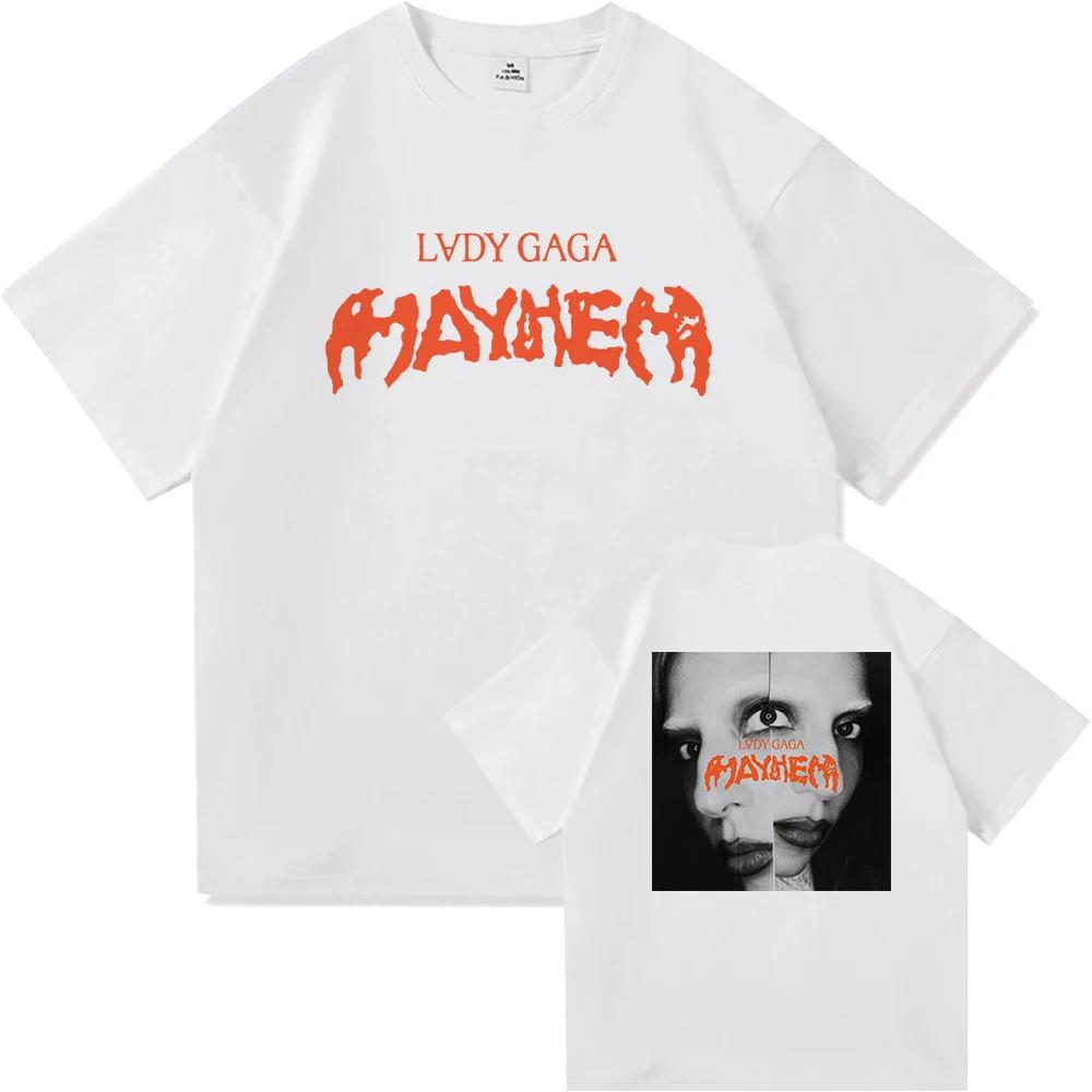 

Футболка Lady Gaga Mayhem 2025 Новый Альбом Мода Мужская/Женская Одежда Ретро Харадзюку Высококачественная Одежда для Фанатов Футболки S