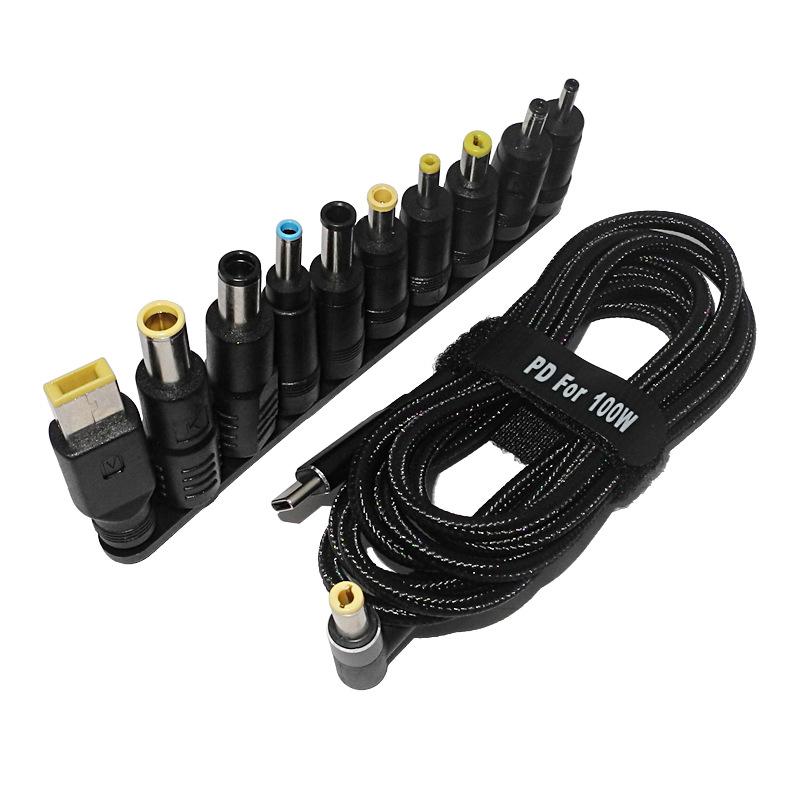 10PCS/Set Universal Type C To DC Power Adaptor Cable 100W 65W 20V 4A PD Fast Charger Jack Multifunction Mains Plugs Connector