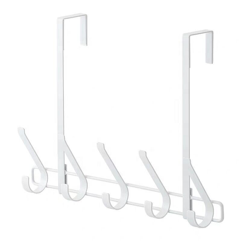 Home No Installation Metal 5 Hook Door Hanging Hooks for Bedrooms & Bathrooms Towels Clothes Hats Organizer Wallet Storage Shelf
