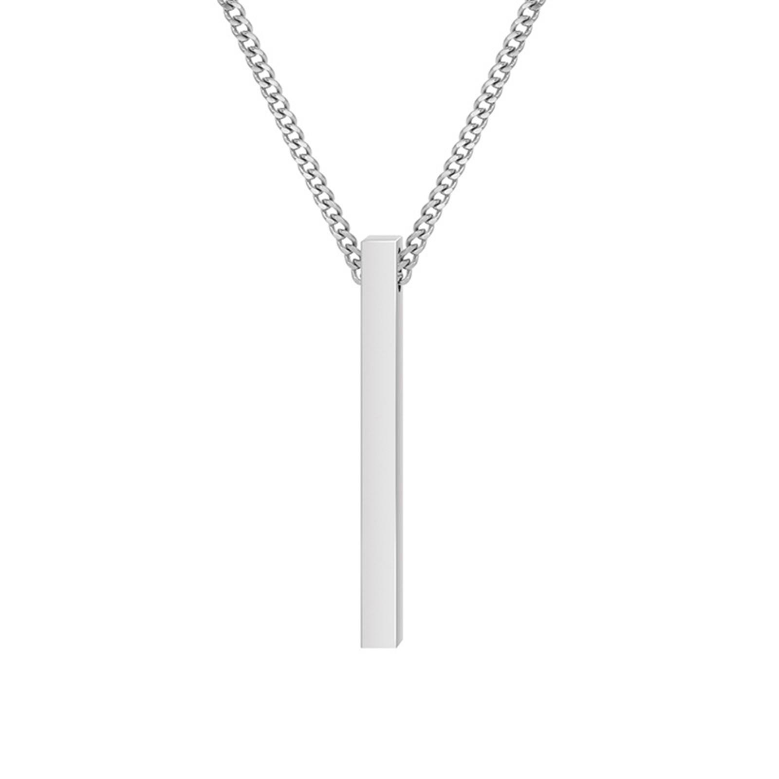 

Трехмерное ожерелье из нержавеющей стали с выгравированной фамилией, индивидуальный кулон, подарок на праздничную годовщину One Size серебряный