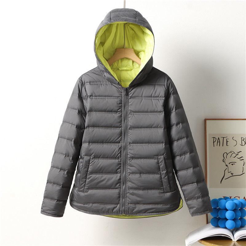 Woman Winter Fashion Hooded Jacket Ultra Light Down Causal Elderly Seamless Coat Windbreaker Outwear Upper for Mom
