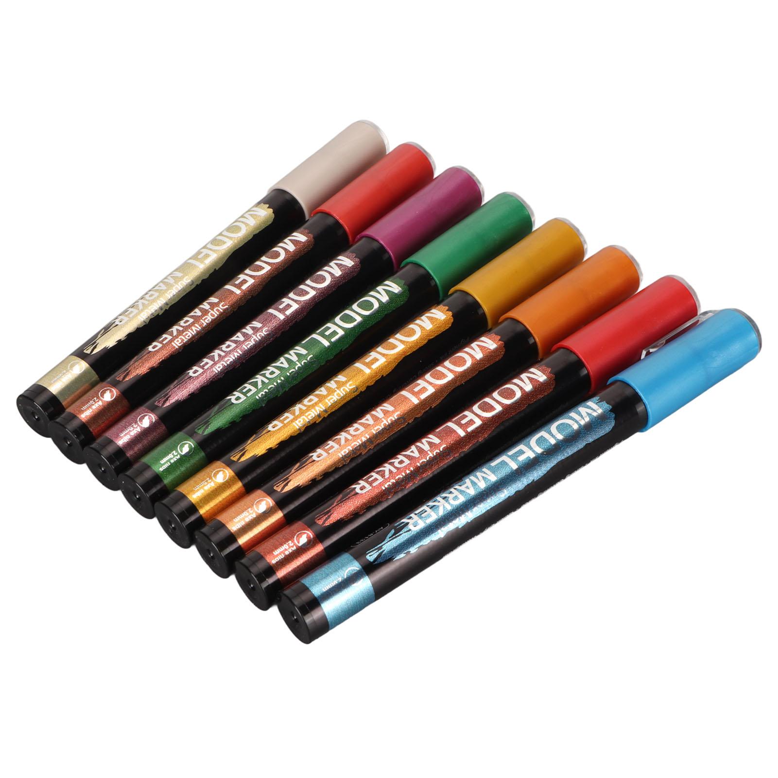

8pcs Metallic Marker Pens Set Multipurpose Waterproof Colorfast Fine Nib Metallic Painting Markers