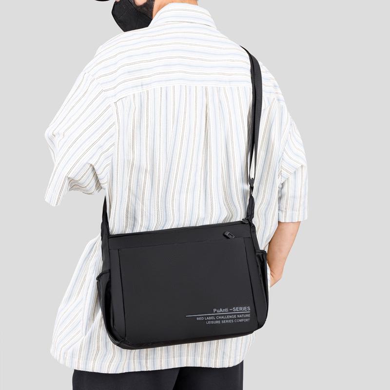 Men's Large Capacity Outdoor Crossbody Bag - Horizontal Style, Solid Color, Lightweight Korean Shoulder Backpack