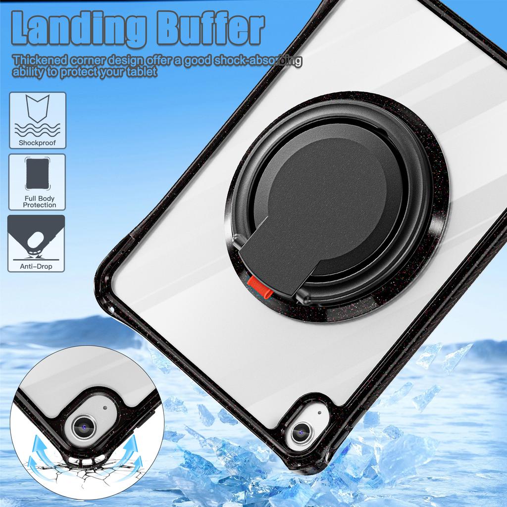 For iPad (2025)/10.9 (2022) Case Rotating Handle Grip TPU+PC Clear Tablet Cover