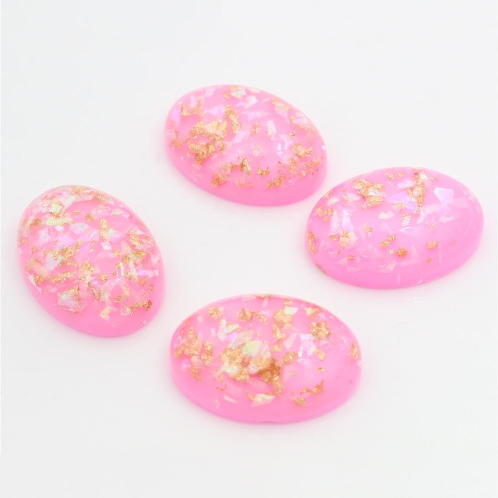 18x25mm 10pcs/Lot New Fashion Mix Color Built-in metal foil Flat back Resin Cabochons Cameo