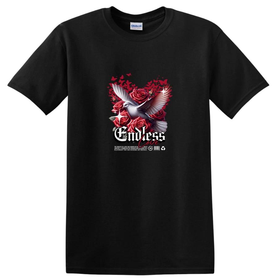 Endless Love Dove Roses T Shirt Graphic Vintage Art Floral Tee Design M