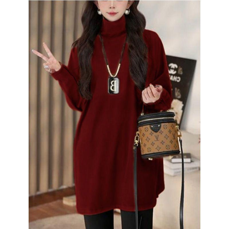 Plus Size Women's High Neck Thermal Fleece Long Sleeve Slimming Top for Autumn/Winter