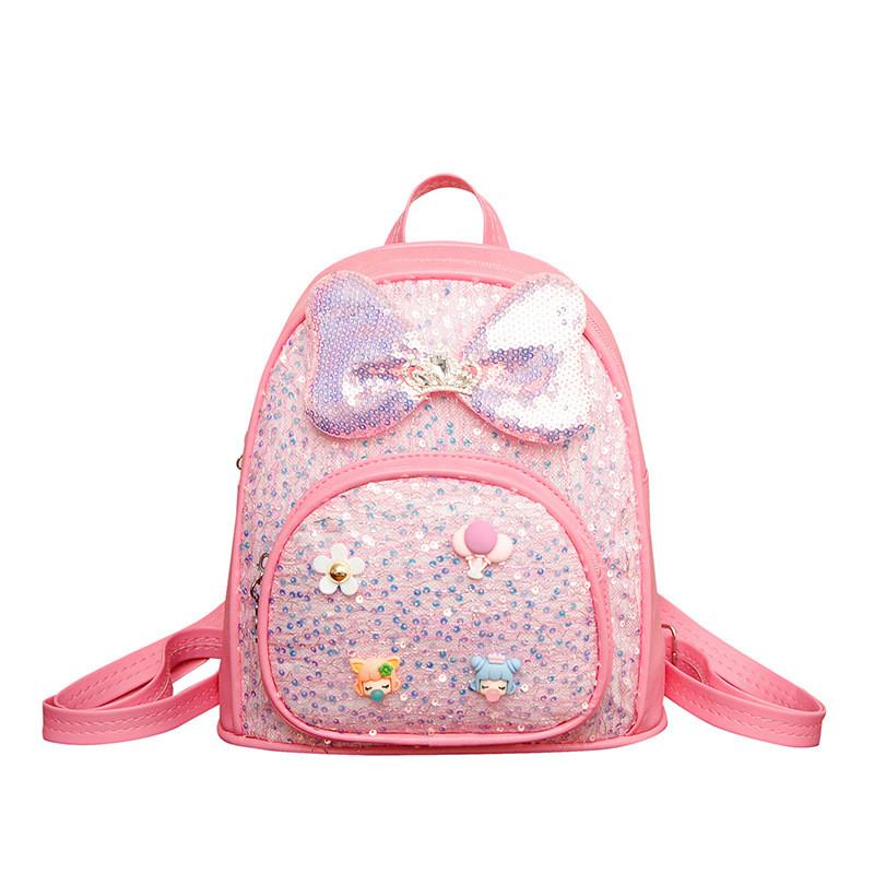 Toddler Girl Backpack Pu Material With Sparkling Design For School Use
