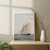 Vintage Neutral Sailboat Print Antique Nautical Sketch Art Poster Coastal Seascape Wall Art Canvas Painting Lake House Decor