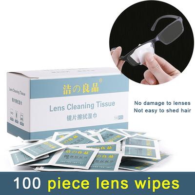 100 Adet Tek Kullanımlık Lens Temizleme Kağıdı Gözlük Islak Havlu Gözlük Bezi Cep Telefonu Ekranının Lensini Silin Buğu Giderici Islak Havlu