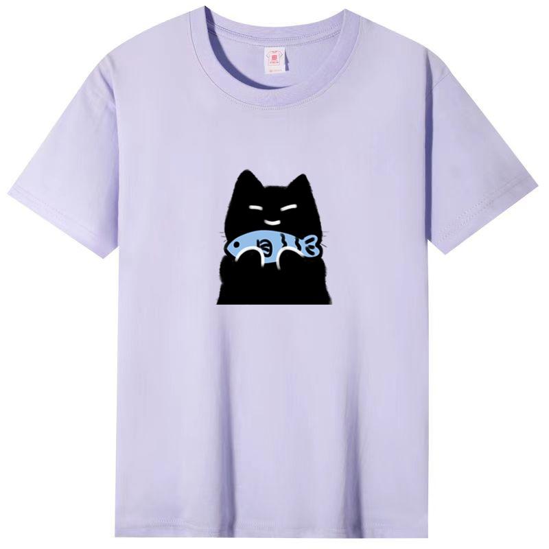 Dámské léto Populární tričko s krátkým rukávem Bavlna Prodyšné Volný top Potištěné tričko Ležérní