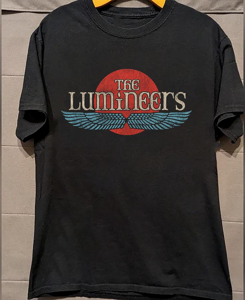 Vintage The Lumineers Band Winged Logo  Black Full Size OM906 Unisex T-Shirt M
