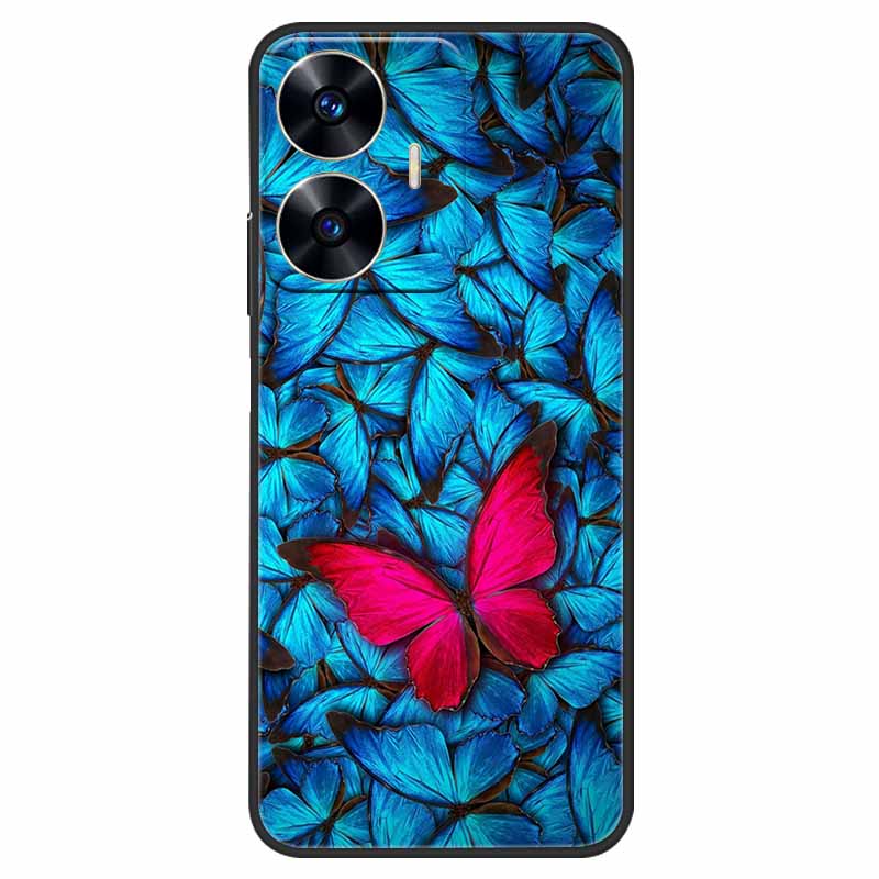 Phone Cover For Realme C55 Case Black Silicone Fundas For Realme C55 RMX3710 TPU Soft Back Coque Star Painted on RealmeC55 C 55