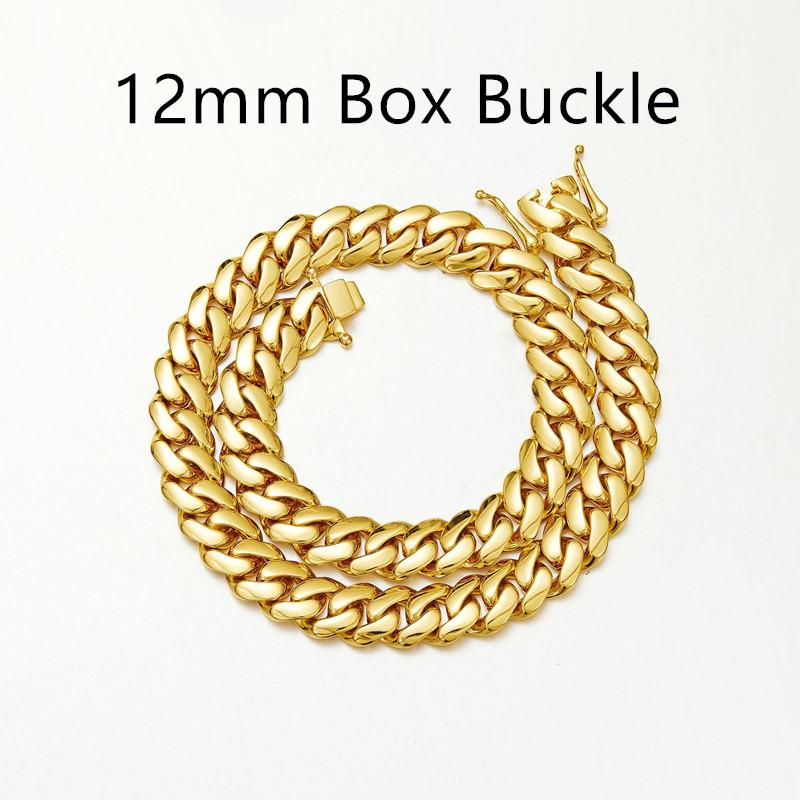 Cadenas Cubana Hip Hop Jewelry Luxury Gold Plated Choker Stainless Steel Miami Cuban Link Chain Necklace for Men