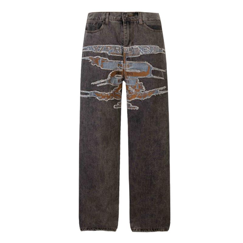 

EastRogue Embroidered Denim Jeans, Men s American Washed and Distressed Loose Straight-leg Long Pants, for Both Men and Women. XL