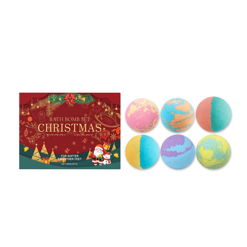 Christmas Bath Bomb, 6 Packs Of Organic Bath Bomb Gift Set, Adding Fun To Bathing For Delicate Skin