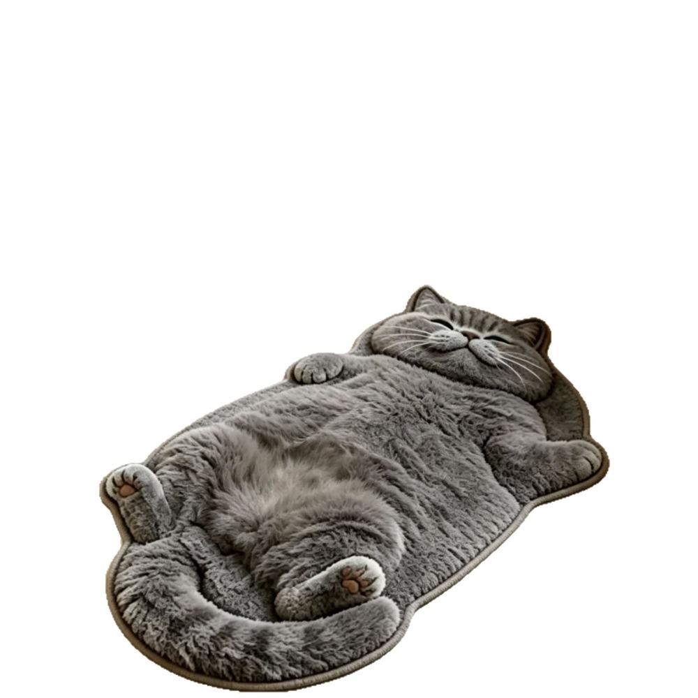 Cute Cartoon Irregular Cashmere-Like Floor Mat, Water Absorbent Anti-Slip Rug for Bathroom Bedroom Home Decor