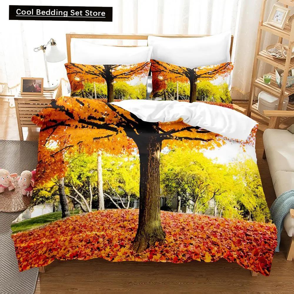 Comforter Natural Landscape Blue Sky Lawn Flower Double Queen King Size 2/3Pcs Polyester For Kids Teens Adults