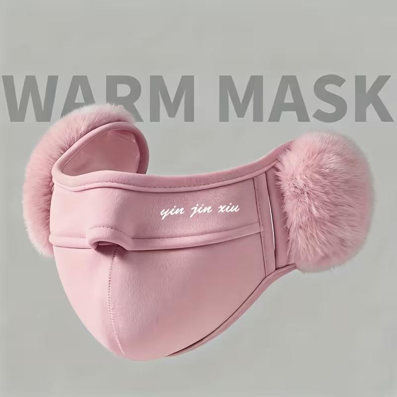Winter Face Mask Windproof Warm Plush Lined Earmuffs Mask Anti-Cold Thermal Dustproof Women Men Breathable Cycling Earflap Mask