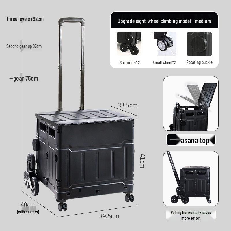 Portable Stair-Climbing Trolley: Folding Cart for Groceries, Camping, and Outdoor Use