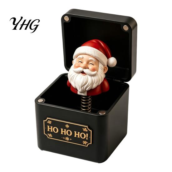 Holiday Party Supplies Christmas Magic Gift Box, Spring-Loaded Pop-Up 3D Santa Claus Figurines Snowman Angel Elk Trick Box for Xmas Parties,