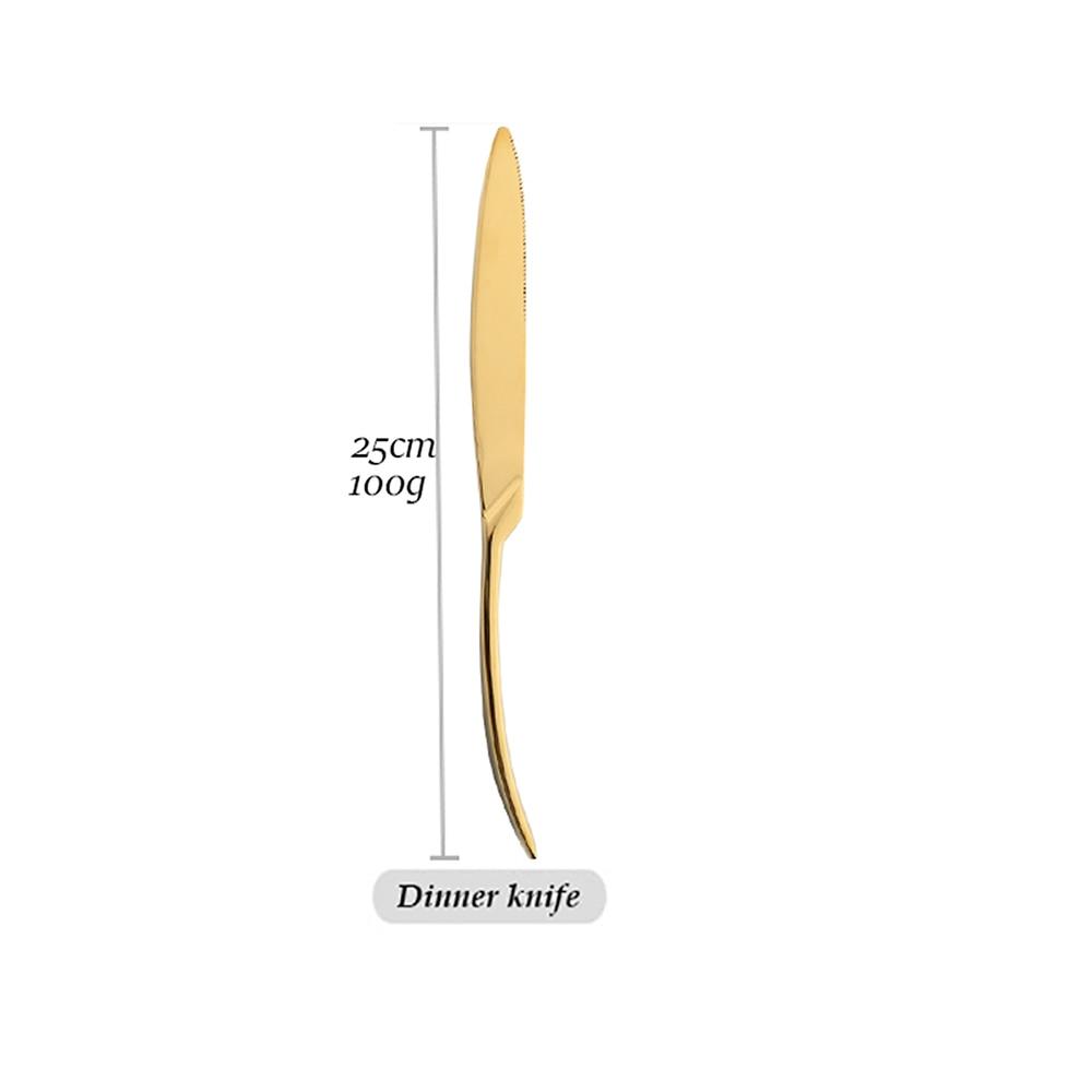Sada zlatých jídelních příborů 18/10 nádobí z nerezové oceli Západní vidlička Steak Nůž Lžíce na svatební příbory