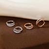 Elegant Double Layer Hollow Zircon Ear Cuffs For Women Fashionable Delicate Small Versatile Stud Earrings Jewelry
