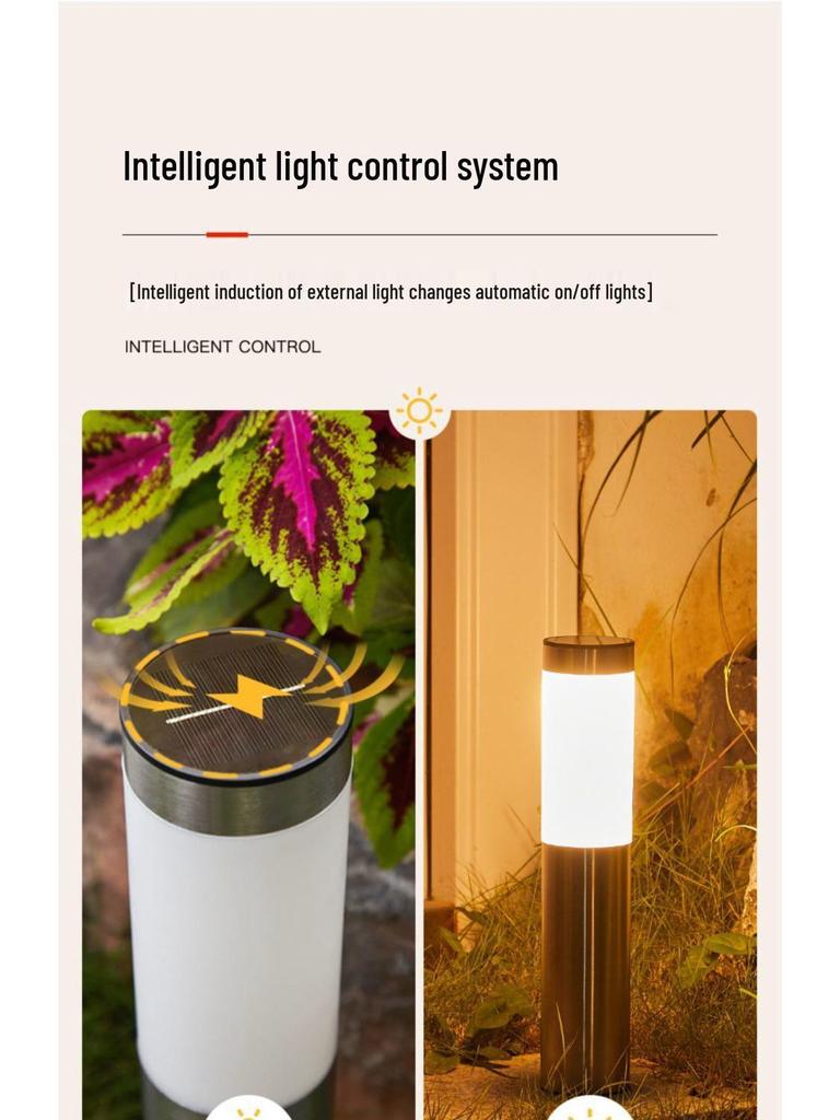Stainless Steel Solar Garden Landscape Light - Outdoor Cylindrical Lawn Decoration