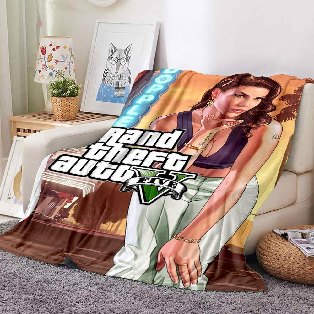 Gta V Cover Flannel Blanket Throw Blanket Soft Warm Sofa Bed Camping Home Decor Unique Christmas Gift C9211669