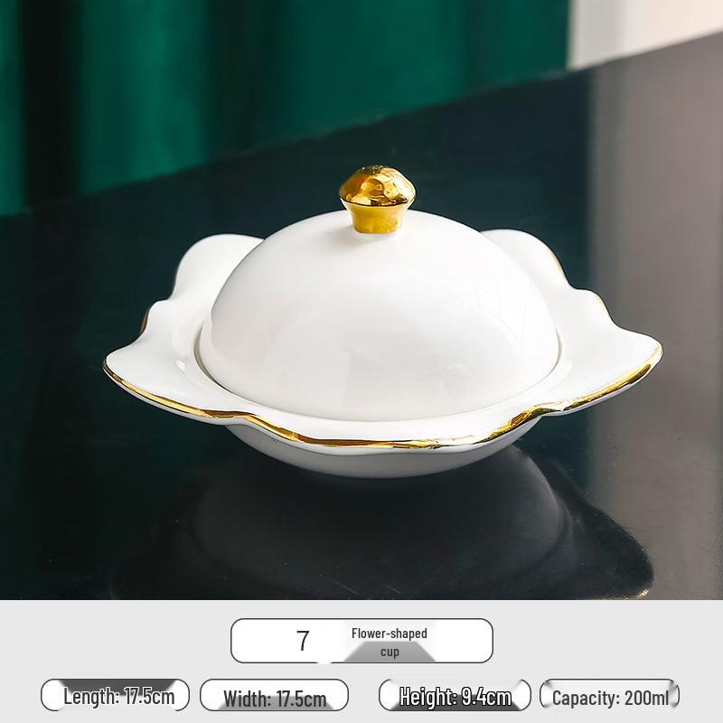 Gold Rim 7-inch Ceramic Stew Pot
