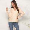 Solid Drawstring V Neck Lace Chiffon Shirt Women Vintage Long Sleeve White Blouse Woman Elegant Slim Hollow Lady Top Mujer 28620