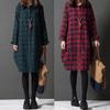 Spring New Korean Version Loose Splicing Plaid Lapel Long-sleeved Dress Women's Medium and Long Shirt Skirt