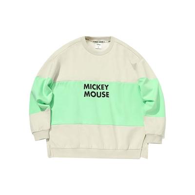 Li Ning X Disney Collaboration Logo Print Color Block Casual Loose Round Neck Sweatshirt Women Sweatshirt Pearl-White AWDQ394-1