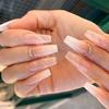 24Pcs French Long Ballet Square Fake Nails Removable Full Cover Press On Nails Acrylic False Nail Tips