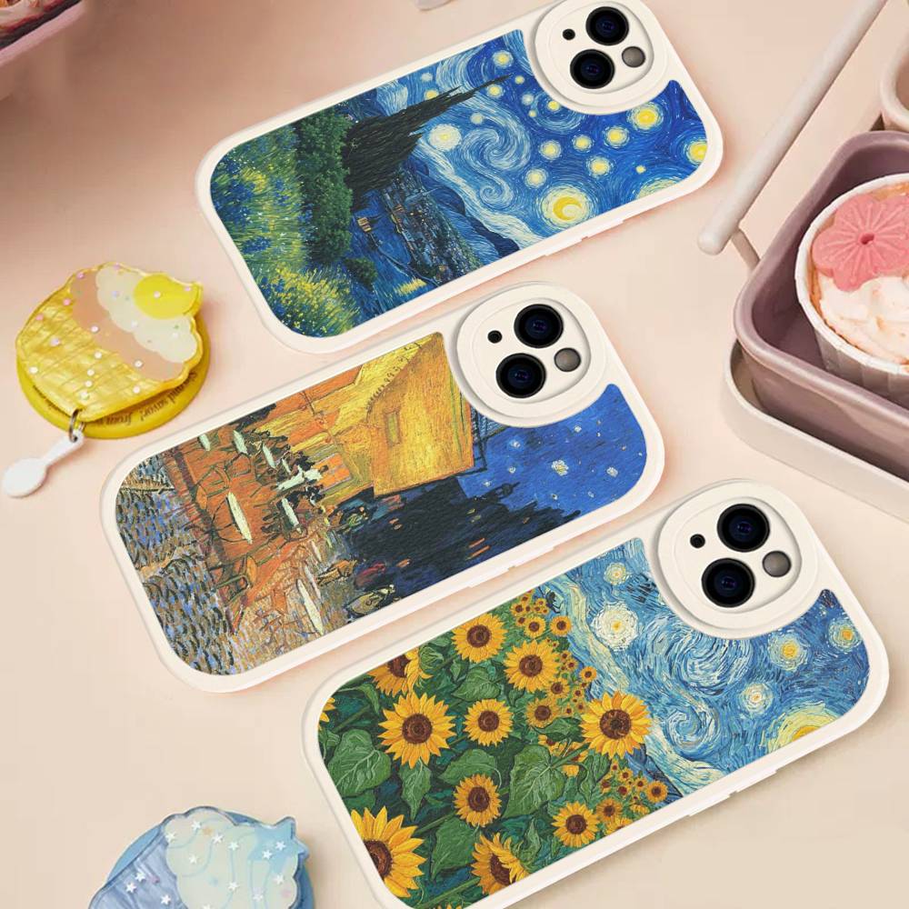 Art Vincent Van Gogh Leather Phone Case For iPhone 16 15 14 13 12 11 Pro Max Plus Shockproof Cover