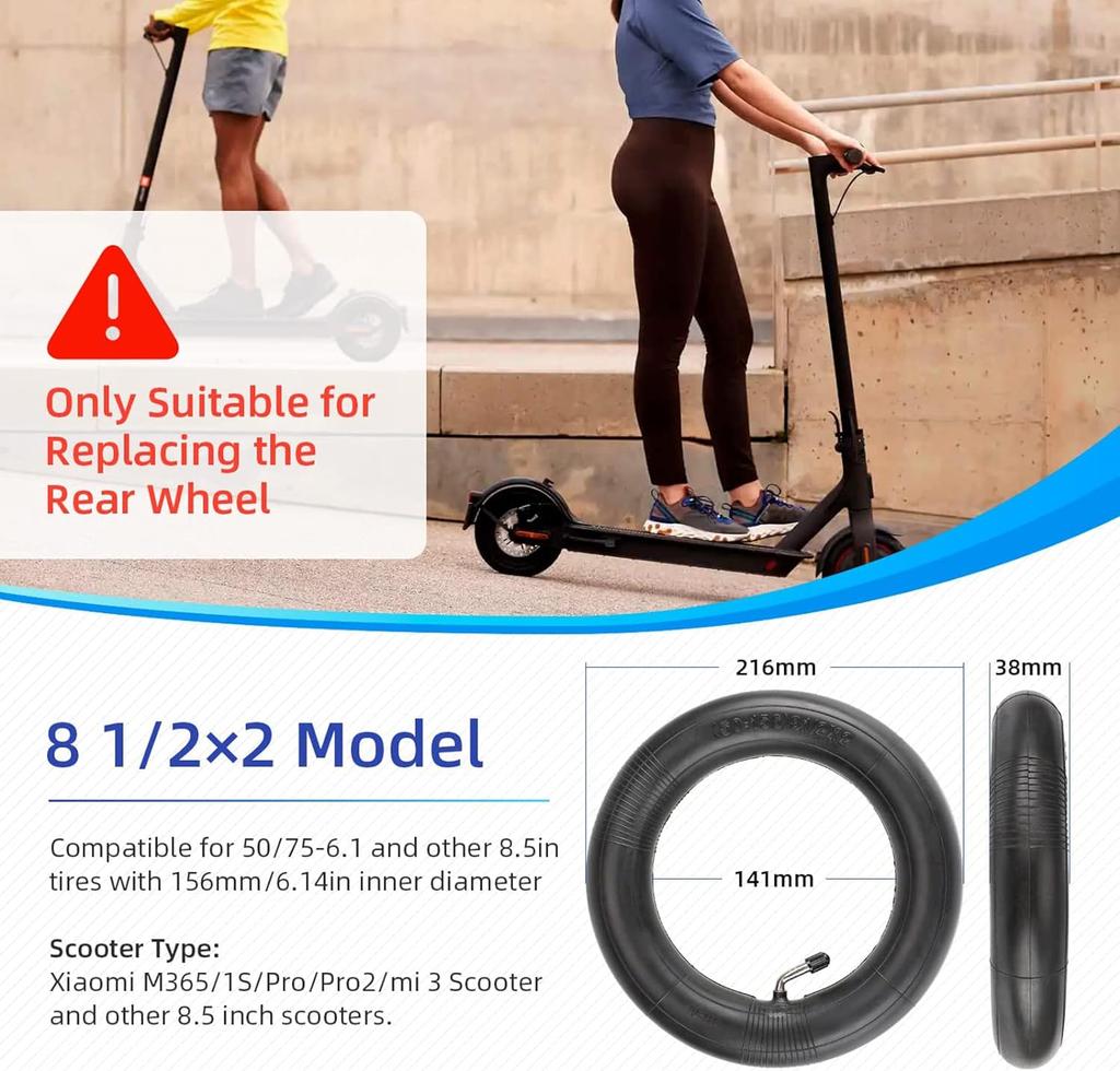 81/2*2 Inner Tube 8.5 Inch Inner Tube Rear Wheel Curved Valve Stem 50/75-6.1 Rear Tire Compatible with Gotrax GXL V2 Hiboy S2 Pro