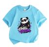 Kids Boys Girls 100% Cotton Crew Neck Short Sleeve T-Shirt, Cool Chill Panda Graphic Tees, Casual Graffiti Style Summer Tops for Children Daily Wear