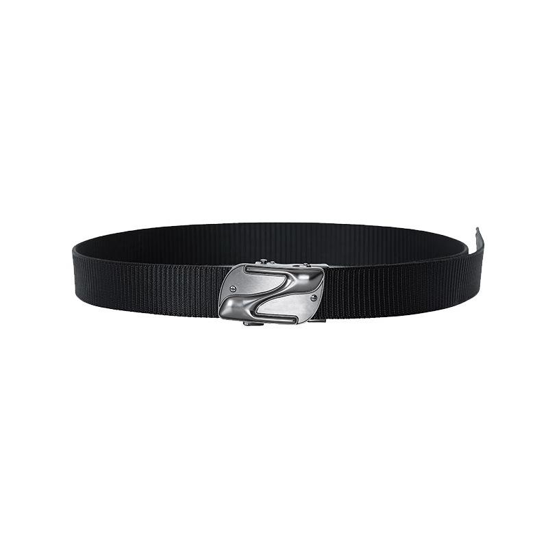 Men S Belt Toothless Automatic Buckle Belt Nylon Breathable Belt Street Casual Wind Belt Men 110cm