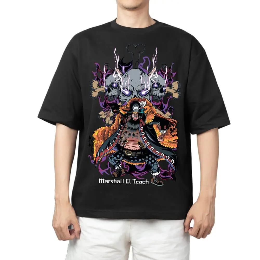 One Piece Portgas D. Ace Anime Comfortable Fashion Vintage Double-Sided Band Graphic Print Women And Men T-shirts